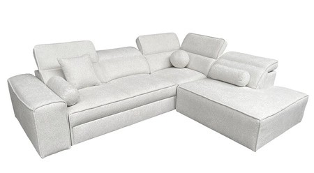 Ecksofa mit Schlaffunktion Viano VII creme rechte Ecke trendy und stilvoll mit verstellbaren Kopfstützen Zierkissen