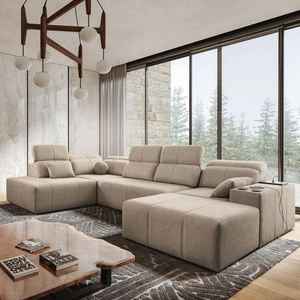 Ecksofa mit Schlaffunktion Tesalia VI beige rechts modernes und bequemes Ecksofa mit Schiebefunktion der Rückenlehne