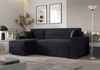 Ecksofa mit Schlaffunktion Brandon Bis schwarz linke Seite weicher Stoff mit charakteristischer Schlingenoberfläche Bettzeugbehälter