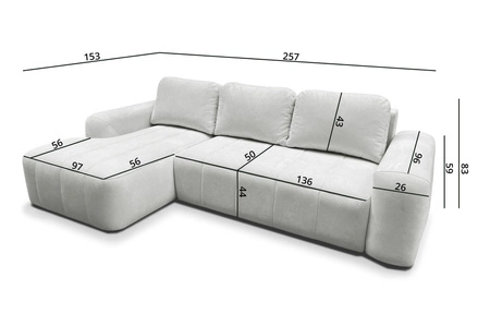 Ecksofa mit Schlaffunktion Bovec grau linke Seite stilvolles Ecksofa mit ergonomischer Form hydrophobem Stoff