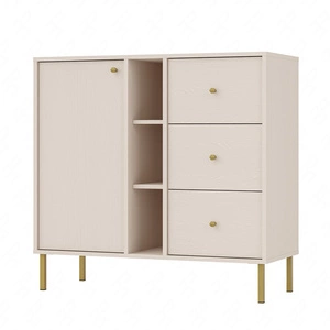 Schubladenkommode Kioto II 100 cm beige modernes Design praktische Einlegeböden goldene Griffe stabiler Metallboden