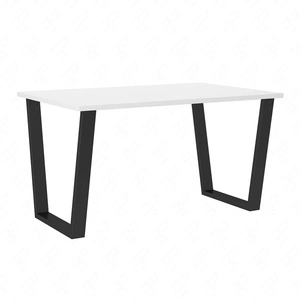 Woburn Tisch 138x90 cm weiß/schwarz schlichte Form des Möbels angereichert mit stilvollen schwarzen Beinen im Loft-Stil auslaufsichere Platte