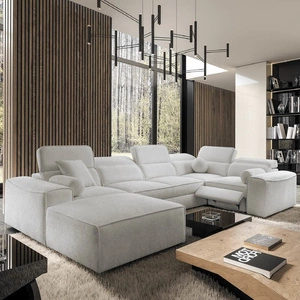 Ecksofa mit Schlaffunktion Viano IV Lux grau Esche links Design-Ecksofa mit ausziehbarem Fußteil großer Bettzeugbehälter