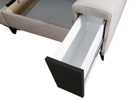 Ecksofa mit Schlaffunktion Bolmso III braun rechtsseitig Ecksofa mit Bettzeugschublade mit Vollauszug in der Möbelseite