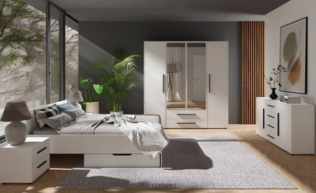 Maxione Bett 160x200 cm weiß ideales Schlafzimmer Bett für Liebhaber von minimalistischen Arrangements hohen bequemen Kopfteil