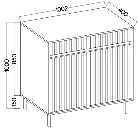 Kommode Osaka 100 cm beige/schwarz minimalistisches Design perfekt für Wohn- und Schlafzimmer geschmackvolle geriffelte Front