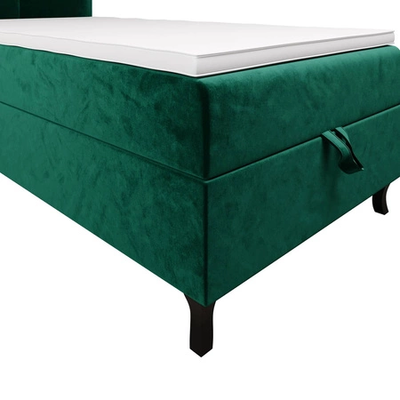 Boxspringbett Melba 100x200 flaschengrün Bett im modernen skandinavischen Stil mit gepolstertem Kopfteil Bett mit Staukasten