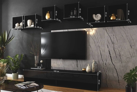 Hängeschrank Lindos weiß / weiß glänzend stilvolles Design, das zu jeder Innenwand passt RTV-Schrank mit Aufhängemöglichkeit