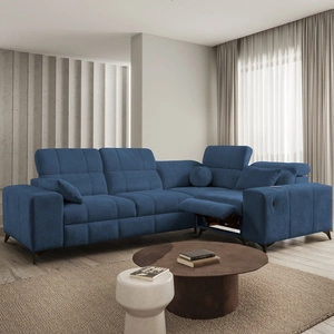 Ecksofa mit Schlaffunktion Penejos II Lux blau rechts bequemes Ecksofa für das Wohnzimmer mit komfortablem ausziehbarem Fußteil