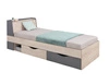 Bett mit Schubladen Dzeta 90x200 cm Eiche / anthrazit modernes Design Bettumrandung mit speziellen ABS-Furnier Lagerung im Kopfteil beendet