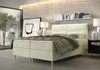 Boxspringbett Voltera 140x200 Beige moderner skandinavischer Stil mit charakteristischem Kopfteil