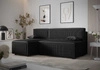Ecksofa mit Schlaffunktion Brandon schwarzer linker dreidimensionaler Stoff mit ausdrucksstarken Streifen Bettzeugbehälter