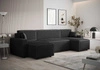 Ecksofa mit Schlaffunktion Brandon U Bis schwarzer Bettkasten dreidimensionaler Stoff mit ausdrucksvollen Streifen weiche Armlehnen