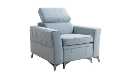 Rava Sessel navy blue Praktischer und bequemer Sessel für das Wohnzimmer mit verstellbarer Kopfstütze und einem weichen Samtstoff