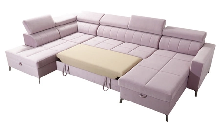 Ecksofa mit Schlaffunktion Nausa VI kastanienbraun rechte Seite stilvolle Ecksofa für Wohnzimmer mit komfortablen Finish weichen Samt Stoff