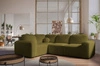 Ecksofa mit Schlaffunktion Arbon II oliv linke Seite stilvolles Design charakteristische runde Form Bettkasten