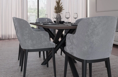 Lyon Tisch 90x185 cm wisconsin walnuss / schwarz stilvoller Esstisch auf Designer-Spinnenbeinen höhenverstellbar