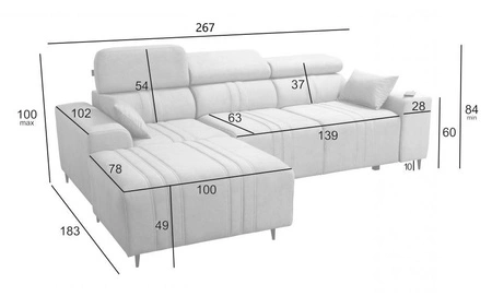 Ecksofa mit Schlaffunktion Castel grau Esche links komfortables und stilvolles Ecksofa mit Bettkasten