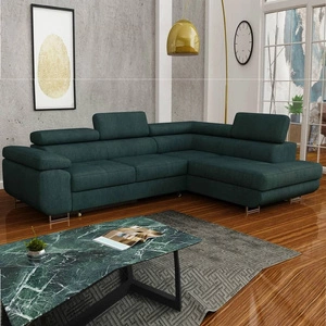 Ecksofa mit Schlaffunktion Ganta bottle green rechte Seite moderner Veloursstoff garantiert höchsten Komfort und Funktionalität