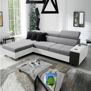 Ecksofa mit Schlaffunktion Dafni Grau-Weiß linksseitig geflochten bietet Komfort und Funktionalität während der täglichen Erholung