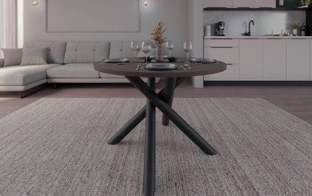 Runder Tisch Lyon 110 cm wisconsin nussbaum / schwarz designer esstisch metall spinne beine höhenverstellung