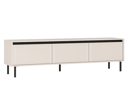 Osaka Möbel beige/schwarz modernes Design unterstrichen durch modische Farben hohe Metallbeine schwarz geschmackvolle geriffelte Front