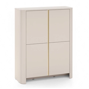 Kommode Bari 103 cm beige elegantes Design abgerundete Kanten der soliden Satz auf einem hohen Sockel dekorative Gold trim