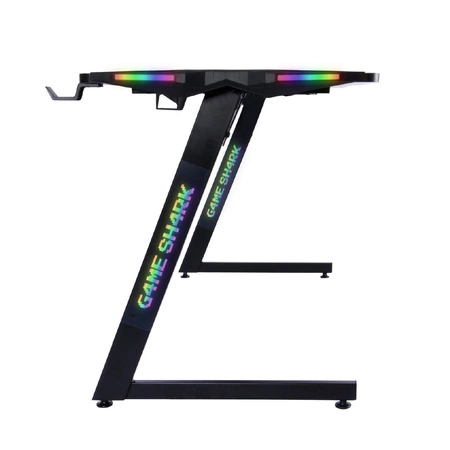 Zone Gaming Desk schwarz beeindruckendes Design stabile Metallkonstruktion angereichert mit LED-Beleuchtung kohlenstoffbeschichtete Platte