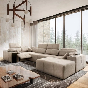Ecksofa mit Schlaffunktion Tesalia IV Lux beige rechtsseitig stilvolles Ecksofa mit ausziehbarem Fußteil und Schiebefunktion der Rückenlehne