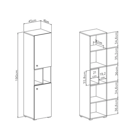 Bücherregal Epsilon 45 cm weiß / Beton ideal für das Jugendzimmer sehr brauchbar und hat einen modernen Look