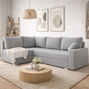 Ecksofa mit Schlaffunktion Nofi hellgrau links modernes Design eine schlichte und stilvolle Einheit, die in jede Einrichtung passt