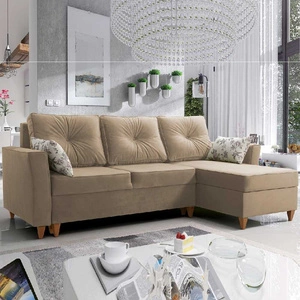 Ecksofa mit Schlaffunktion Topeka beige rechte Seite stilvolles und modernes Design, das sich in jede Einrichtung einfügt