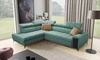 Ecksofa mit Schlaffunktion Bolmso VII mintgrün links elegantes Ecksofa für Wohnzimmer mit Schublade und Bettzeugbehälter