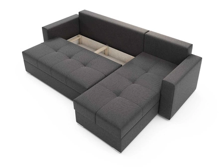 Das graue rechte Ecksofa Aldo mit Schlaffunktion garantiert höchsten Komfort und Funktionalität