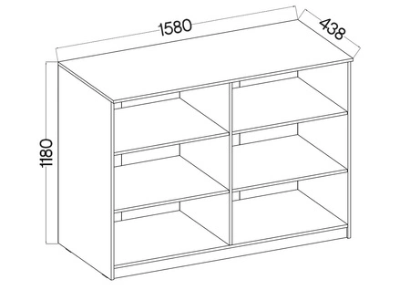 Makana offene Kommode 158 cm hellgrau funktionelles Möbelstück für das Büro, Arbeitszimmer oder Jugendzimmer