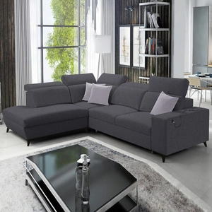 Ecksofa mit Schlaffunktion Kelly Sleek VII graphit links geflochten bequemes und funktionelles Ecksofa für Wohnzimmer