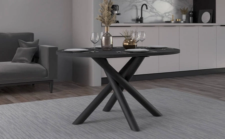 Lyon Tisch 100x138 cm portland ash / schwarz stilvolles Esstischset auf Designer Spider Beinen höhenverstellbar