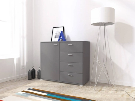 Kommode Sand 100 cm graphit modernes Möbeldesign Kommodenkante mit speziellem ABS-Furnier bearbeitet