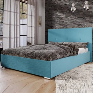 Burgos 140x200 blau gepolstertes Bett mit Kopfteil im modernen Stil ideal für Schlafzimmer