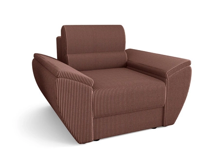 Sessel Fogu indisch rosa modernes Design bequemer Loungesessel Cordstoff mit ausdrucksvollen Streifen breite Armlehnen