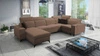 Ecksofa mit Schlaffunktion Kelly Sleek IV hellbraun linke Ecke Schlafsofa mit Bettzeugkästen Webstoff