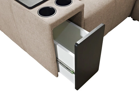 Ecksofa mit Schlaffunktion Tesalia braun rechte Ecke modernes Design komfortable Schiebelehne Schublade in der Seite des Möbels