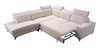 Ecksofa mit Schlaffunktion Kelly Sleek IX hellbraun linke Seite stilvolles Ecksofa mit bequemen Armlehnen und verstellbaren Kopfstützen