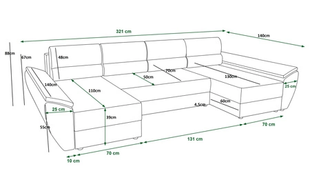 Ecksofa mit Schlaffunktion Fogu U IV grau Esche bequemes und funktionelles Ecksofa für das Wohnzimmer mit einem interessanten Design dreidimensionalen Stoff