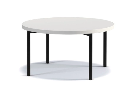 Runder Couchtisch 80 cm Sampi weiß zeitloses und leichtes Design solides Metallgestell idealer Tisch für jede Umgebung