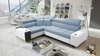 Ecksofa mit Schlaffunktion Dafni II blau weiß links Ecksofa aus Samt mit Bettzeugablage Vollauszug