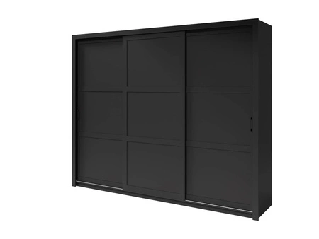 Schiebeschrank Parma 255 cm schwarz modernes Design ABS-Finish und Aluminium-Türführungen