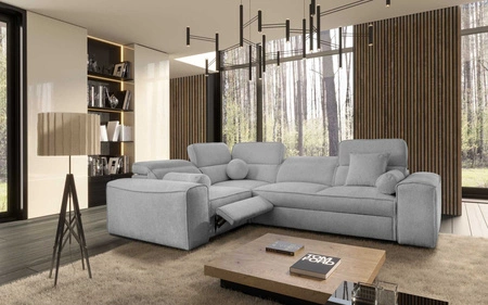 Ecksofa mit Schlaffunktion Viano II Lux hellgrau linkshändiges Designer-Ecksofa für das Wohnzimmer mit komfortablem ausziehbarem Fußteil