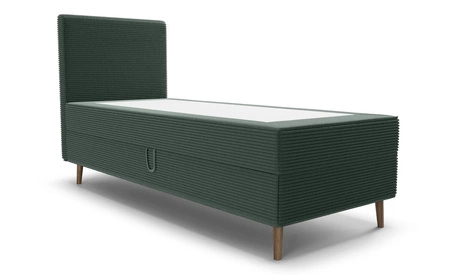 Boxspringbett Totti 90x200 grün stilvolles Bett mit Bettzeug Lagerung dreidimensionalen Stoff mit ausdrucksstarken Streifen