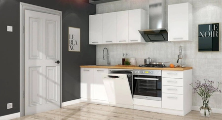 EkoWhite 240 cm Küchenmöbel-Set Minimalismus der skandinavischen Stil und Modernismus der einfachen Form ideal für jedes Interieur